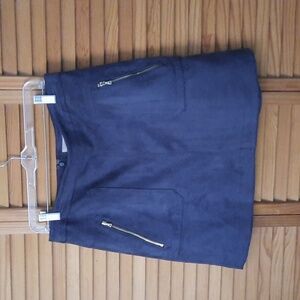 Loft Blue Faux Suede Patch Pockets With Zippers Fully Lined A Line Skirt Size 8